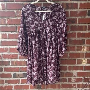 Madewell Plum Floral Babydoll Dress